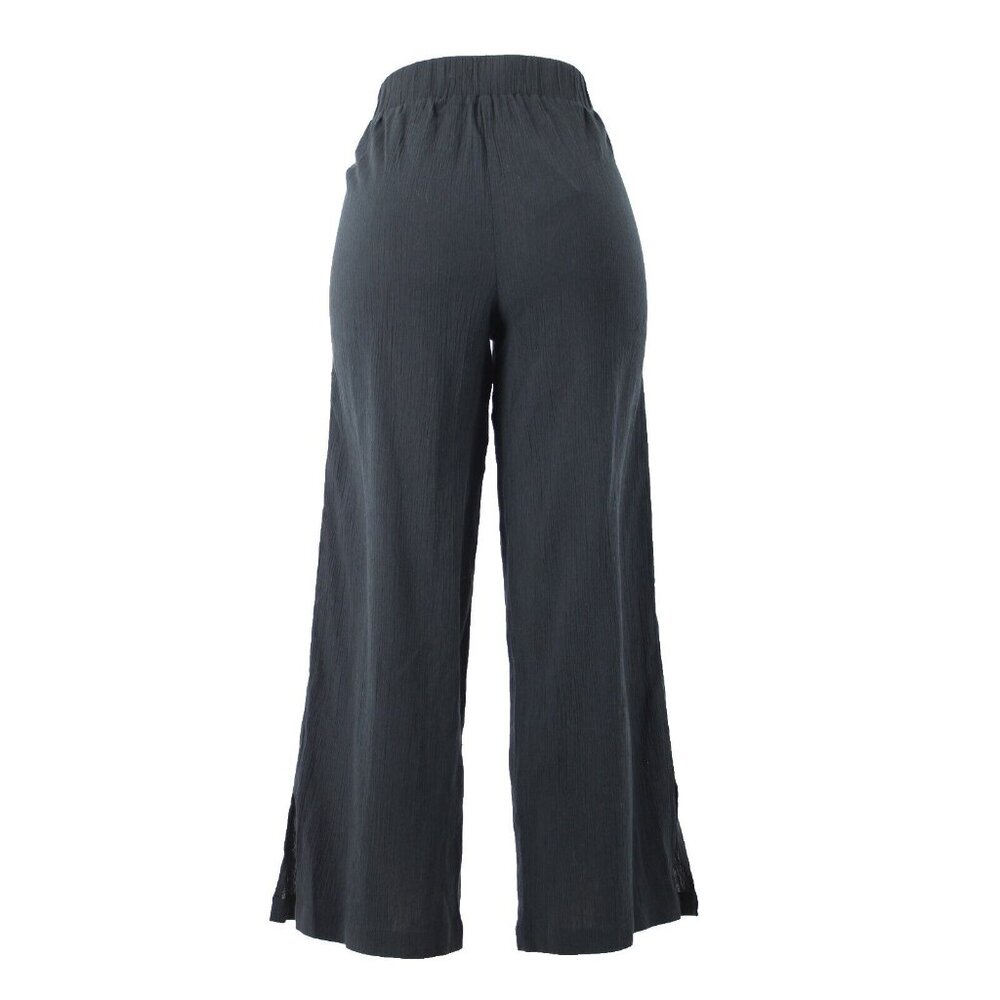 NYDJ Sz 4 x 27 Black Gauze Wide Leg Pull On Ankle 100% Cotton Pant - Picture 3 of 16